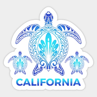 Vintage California Ocean Blue Sea Turtle Beach Vacation Gift Sticker